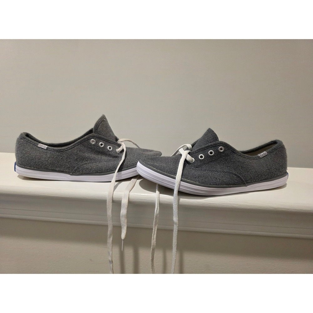 Women's sz 7.5 Keds Champion Grey Jersey Low Top Lace Up Sneakers WF56086